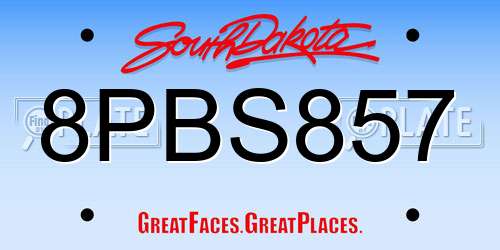 8PBS857 South Dakota License Plate