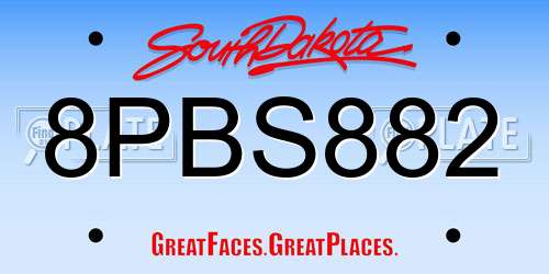 8PBS882 South Dakota License Plate