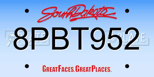 8PBT952 South Dakota License Plate