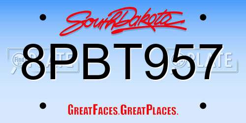 8PBT957 South Dakota License Plate