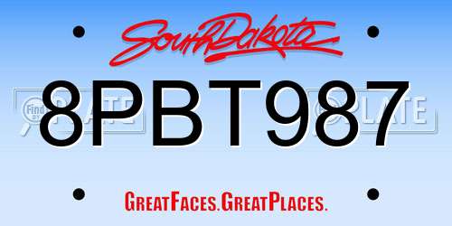 8PBT987 South Dakota License Plate
