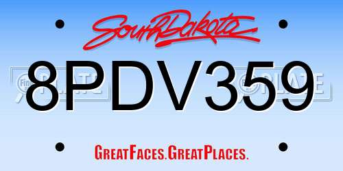 8PDV359 South Dakota License Plate