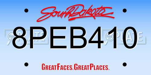 8PEB410 South Dakota License Plate