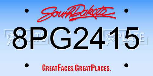 8PG2415 South Dakota License Plate