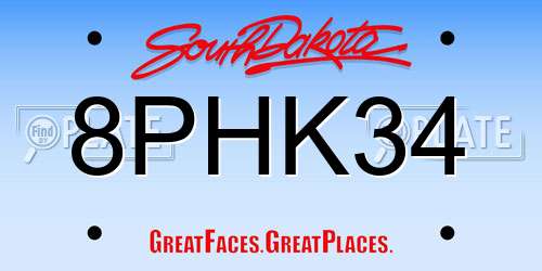 8PHK34 South Dakota License Plate