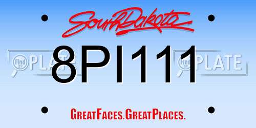 8PI111 South Dakota License Plate