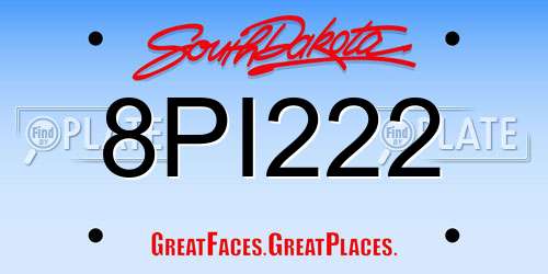 8PI222 South Dakota License Plate
