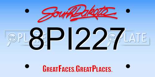 8PI227 South Dakota License Plate