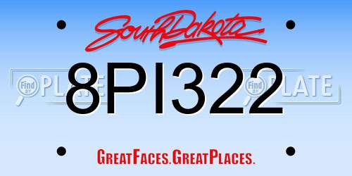 8PI322 South Dakota License Plate