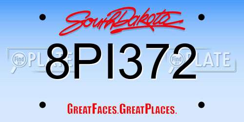 8PI372 South Dakota License Plate