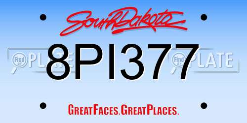 8PI377 South Dakota License Plate