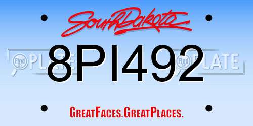 8PI492 South Dakota License Plate