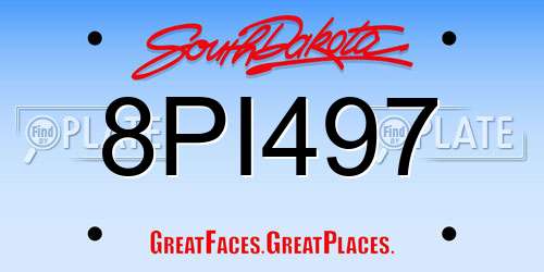 8PI497 South Dakota License Plate