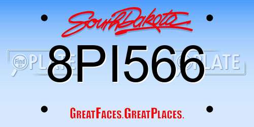 8PI566 South Dakota License Plate