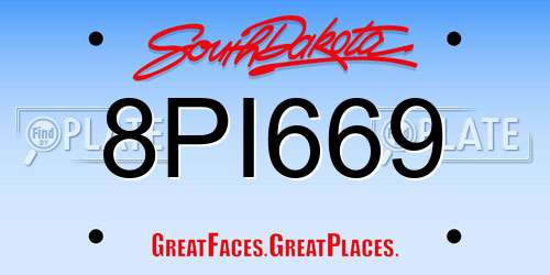 8PI669 South Dakota License Plate