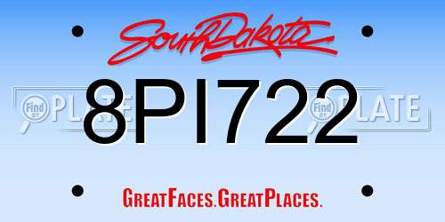 8PI722 South Dakota License Plate