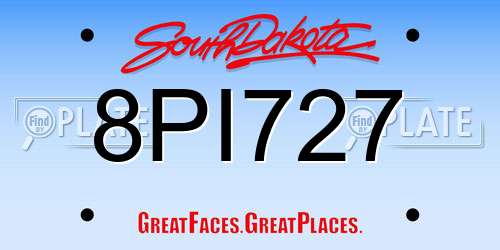 8PI727 South Dakota License Plate