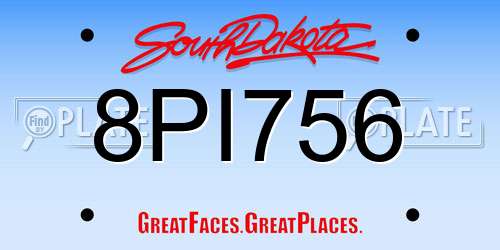 8PI756 South Dakota License Plate
