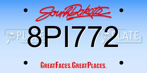 8PI772 South Dakota License Plate