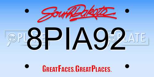 8PIA92 South Dakota License Plate