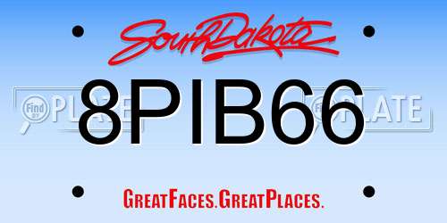 8PIB66 South Dakota License Plate