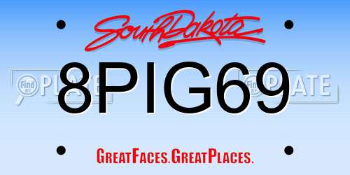 8PIG69 South Dakota License Plate