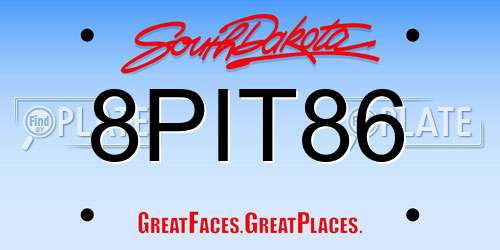 8PIT86 South Dakota License Plate
