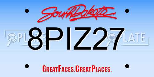 8PIZ27 South Dakota License Plate