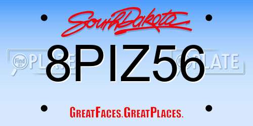 8PIZ56 South Dakota License Plate