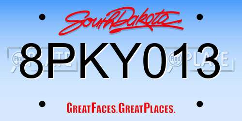 8PKY013 South Dakota License Plate