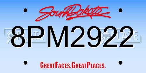 8PM2922 South Dakota License Plate