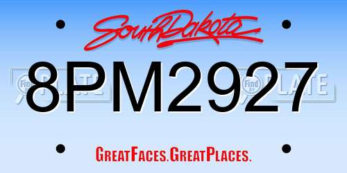 8PM2927 South Dakota License Plate