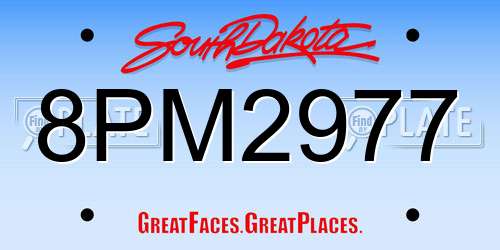 8PM2977 South Dakota License Plate