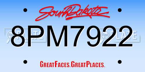 8PM7922 South Dakota License Plate