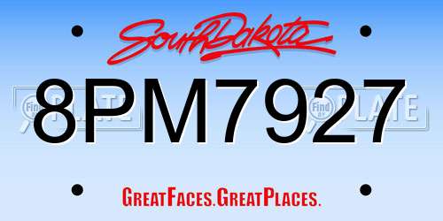 8PM7927 South Dakota License Plate