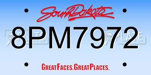 8PM7972 South Dakota License Plate