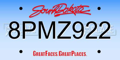 8PMZ922 South Dakota License Plate
