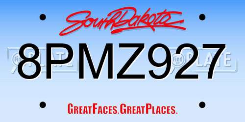 8PMZ927 South Dakota License Plate