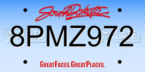8PMZ972 South Dakota License Plate