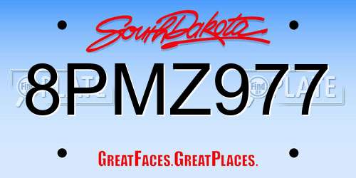8PMZ977 South Dakota License Plate