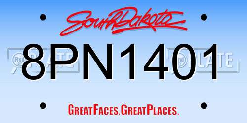 8PN1401 South Dakota License Plate