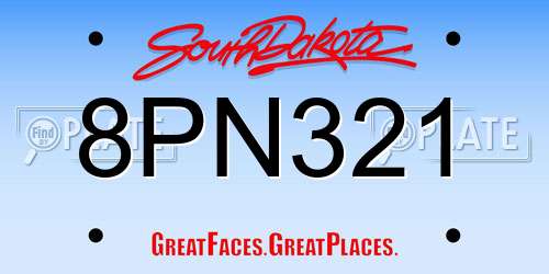 8PN321 South Dakota License Plate