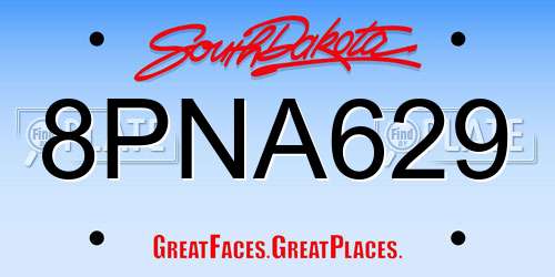 8PNA629 South Dakota License Plate