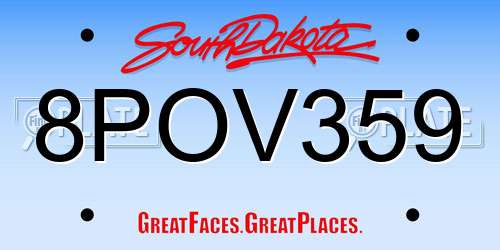 8POV359 South Dakota License Plate