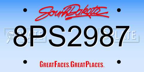 8PS2987 South Dakota License Plate
