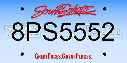 8PS5552 South Dakota License Plate