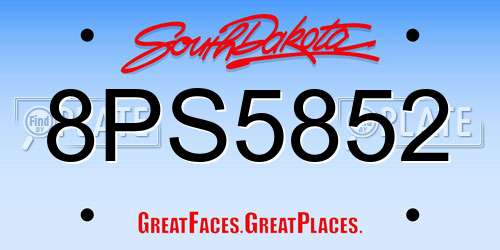 8PS5852 South Dakota License Plate