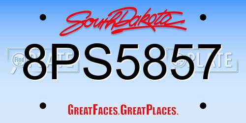 8PS5857 South Dakota License Plate