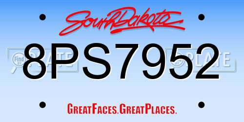 8PS7952 South Dakota License Plate