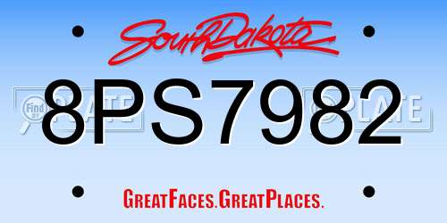 8PS7982 South Dakota License Plate